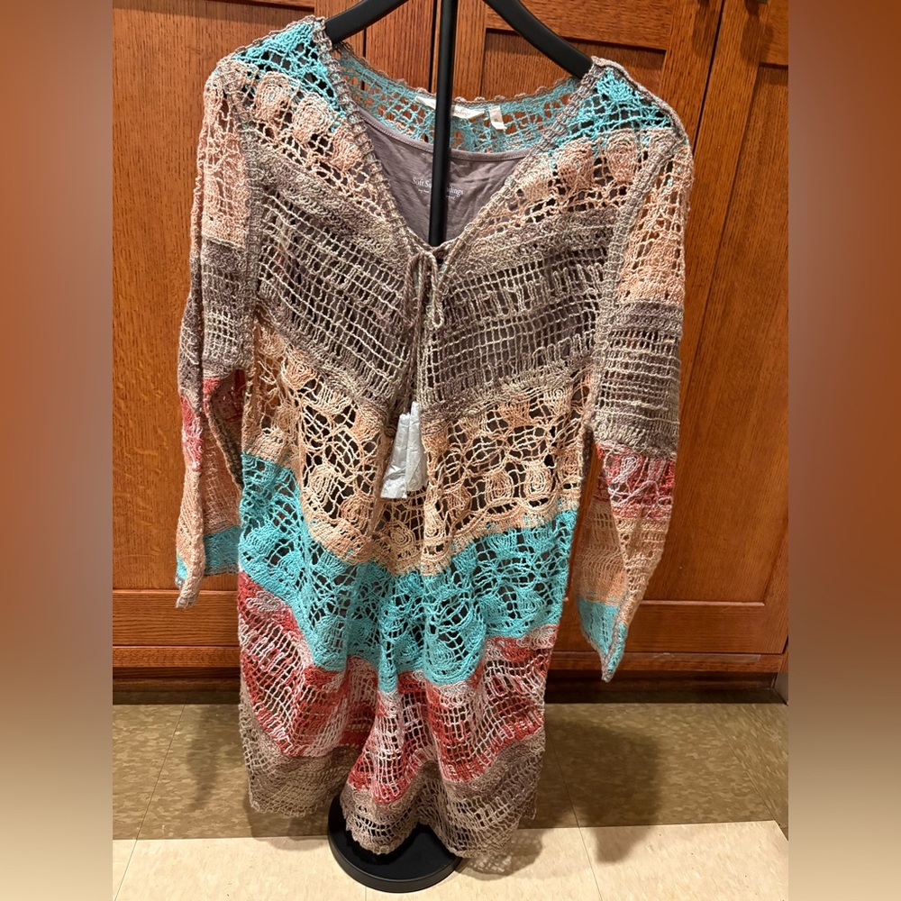 NWT Soft Surroundings Multicolor Crochet chevron Tunic